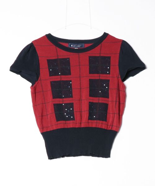 M'S GRACY 半袖ニット パール リボン レッド 40 M'S GRACY（エムズグレイシー） 半袖ニット 38 レッド レディース
