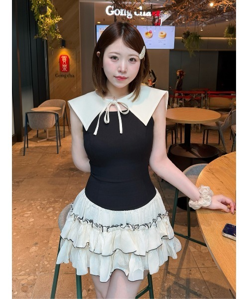 Darich（ダーリッチ） ワンピース セーラーカラーボリュームフリルミニ
