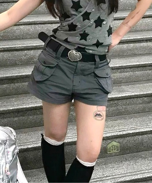 SHEENA（シーナ） パンツ ダブルポケットカーゴショートパンツ