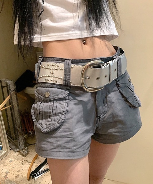 SHEENA（シーナ） パンツ ダブルポケットカーゴショートパンツ