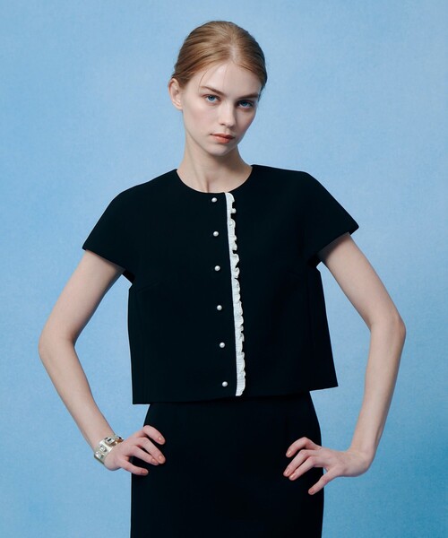 「LOULOU WILLOUGHBY」 ノーカラージャケット 1 ブラック レディース_画像2