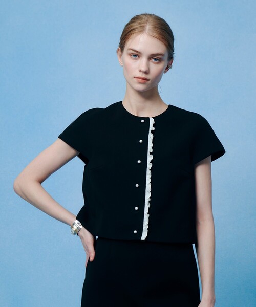 「LOULOU WILLOUGHBY」 ノーカラージャケット 1 ブラック レディース_画像3
