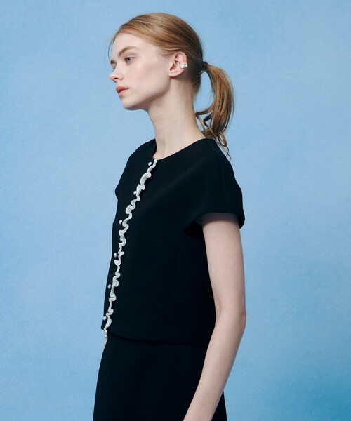「LOULOU WILLOUGHBY」 ノーカラージャケット 1 ブラック レディース_画像4