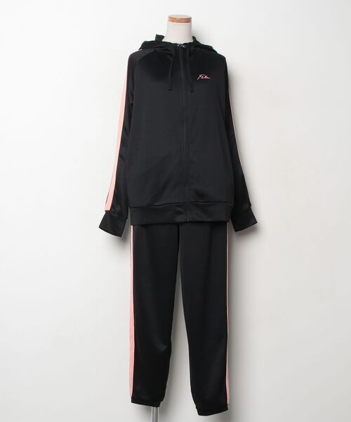 FILA（フィラ） セットアップジャージ LL ブラック×ピンク レディース