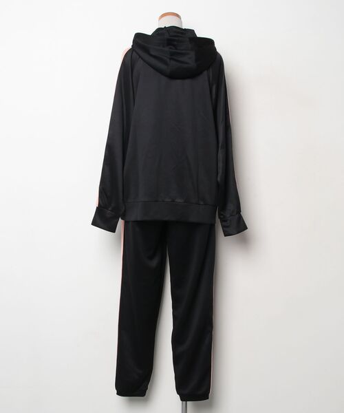 FILA レディース フード付きジャージ上下セット セットアップ ブラックピンク FILA（フィラ） セットアップジャージ LL ブラック×ピンク レディース