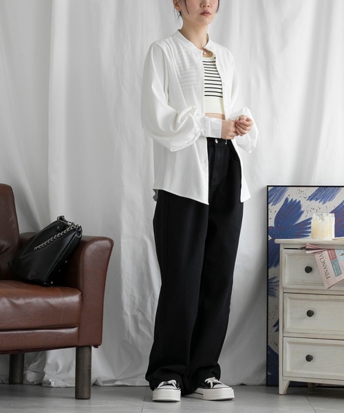 aimoha（アイモハ） ブラウス シャツ ニュアンスカラースタンドカラー