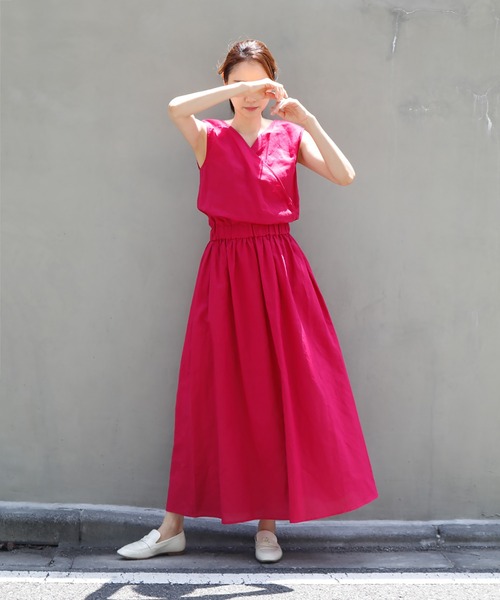 ワンピース ワンピース 通販 Paypayモール 前後2wayノースリーブカシュクールリネンロング丈フレアワンピース Zozotown Paypay