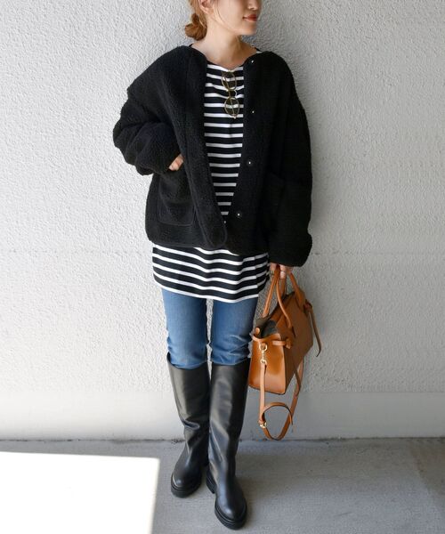 SHIPS any ジャケット ブルゾン any: リバーシブル ボア キルティング