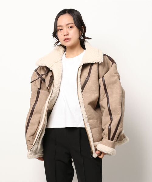 viavanda 2waビックムートンコート VIAVANDA ムートンコート ボアコート 2Way Big Mouton Coat
