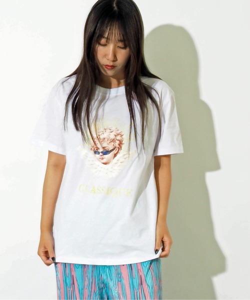 Tシャツ・カットソー [NIIER NOR] BAD ANGEL SLIM TEE Men's Oversized Layered T-shirt with graphic sleeves | Diesel