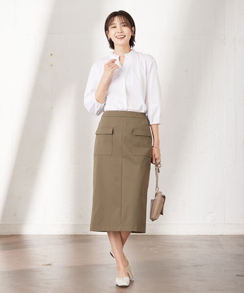 スカート 【洗える・イージーケア】 アクティブピケストレッチ ナロー スカート スカート 洗える イージーケア アクティブピケストレッチ ナロー