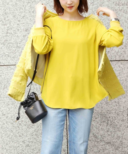 ブラウス シャツ ボートネック・Tシャツ 風ブラウス レディース