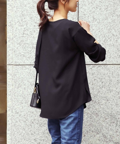 ブラウス シャツ ボートネック・Tシャツ 風ブラウス レディース Jines ブラウス シャツ ボートネック・Tシャツ 風ブラウス
