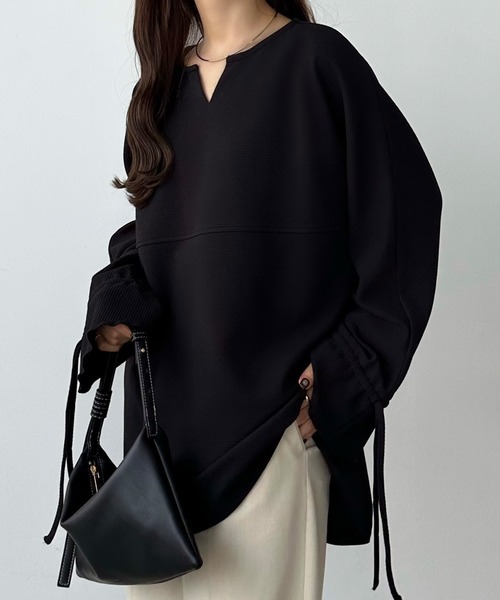 シャツ ブラウス キーネックキャンディスリーブトップス レディース 