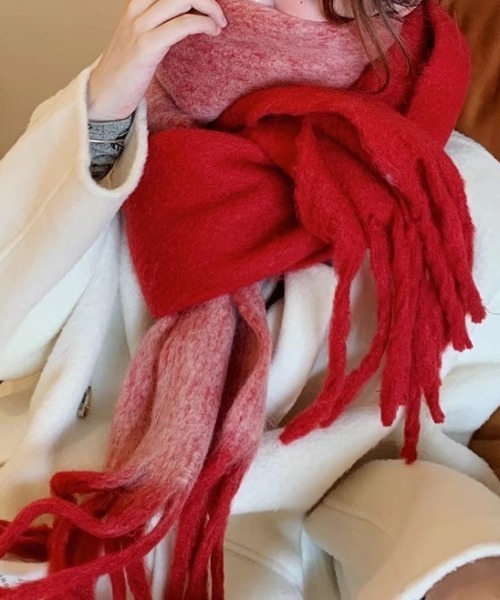 マフラー グラデーションフリンジボリュームマフラー : ZOZOTOWN Yahoo