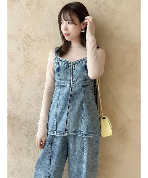 dazzlin ブラウス シャツ フロントジップデニムキャミトップス