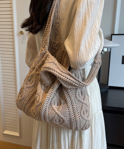 shopnikoniko（ショップにこにこ） トートバッグ ケーブル編み ニット