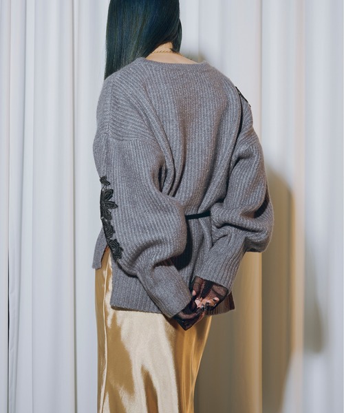 Ezick ニット セーター Lady mood アシメレースニット レディース