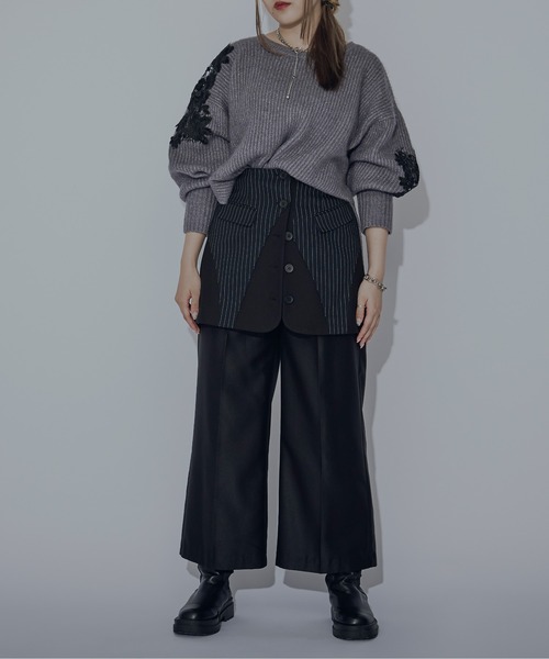 新品♡アシメレースアップニット Ezick ニット セーター Lady mood アシメレースニット レディース