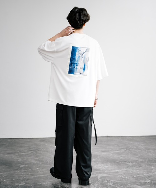半袖Tシャツ メンズ 肩ジッパーデザイン レタープリント 2色 Rocky Monroe tシャツ 接触冷感とろみポンチ オーバーサイズ貼付