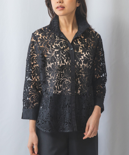 【NARACAMICIE】レースドッキングブラウス NARACAMICIE ブラウス シャツ 「NARACAMICIE」レースドッキング