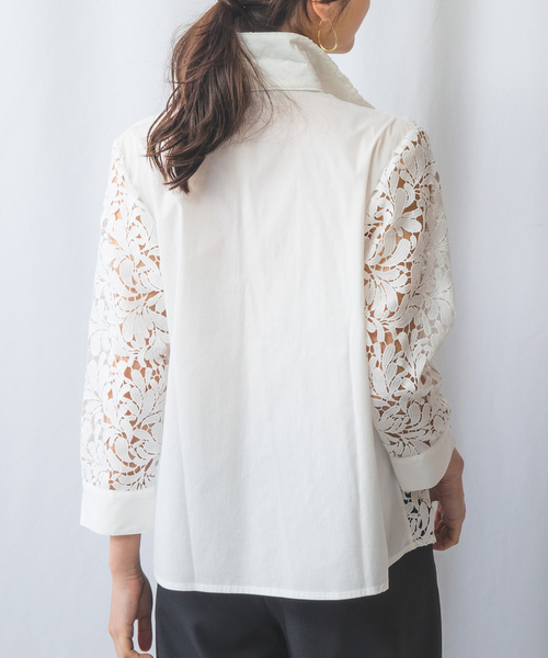 ナラカミーチェ（NARACAMICIE）/【NARACAMICIE】レースドッキング長袖ブラウス NARACAMICIE（ナラカミーチェ） ブラウス シャツ 「NARACAMICIE