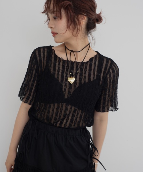 JUMELLE（ジュメロ） tシャツ 半袖 line flower top レディース