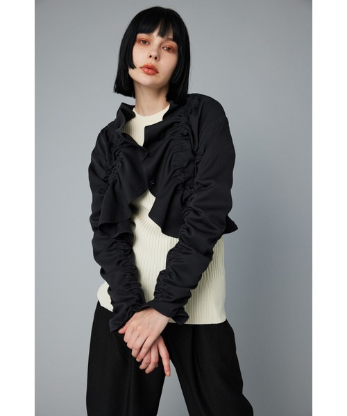 HeRIN.CYE ジャケット ノーカラージャケット Shirring jacket