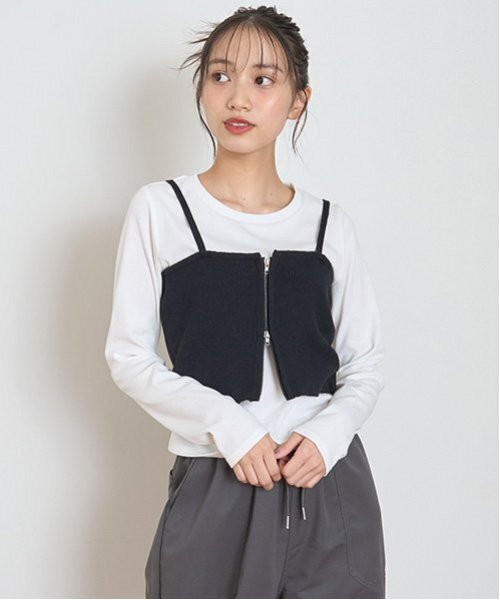 akikoaoki ビスチェ 取り外し可能な手袋付き chainストラップテレコビスチェ[品番：MKSW0062784]｜GYDA