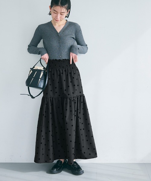 COMME des GARÇONS ドット柄　ティアードスカート coca スカート ドット柄フロッキーティアードスカート