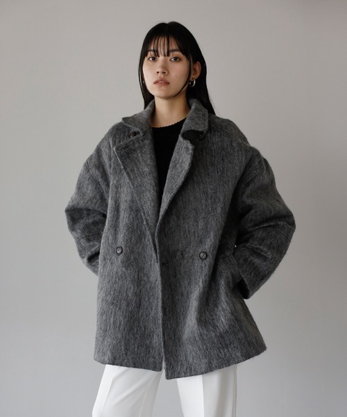 Ray Cassin ミドル丈シャギーコート　新品未使用品 定価14300円 Ray Cassin レイカズンミドル丈シャギーコート グレー