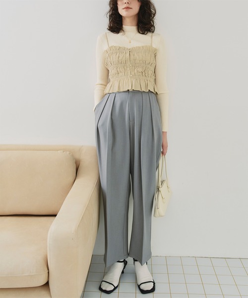 titivate（ティティベイト） キャミソール シャーリングフリルビスチェ