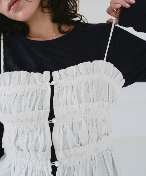 titivate（ティティベイト） キャミソール シャーリングフリルビスチェ