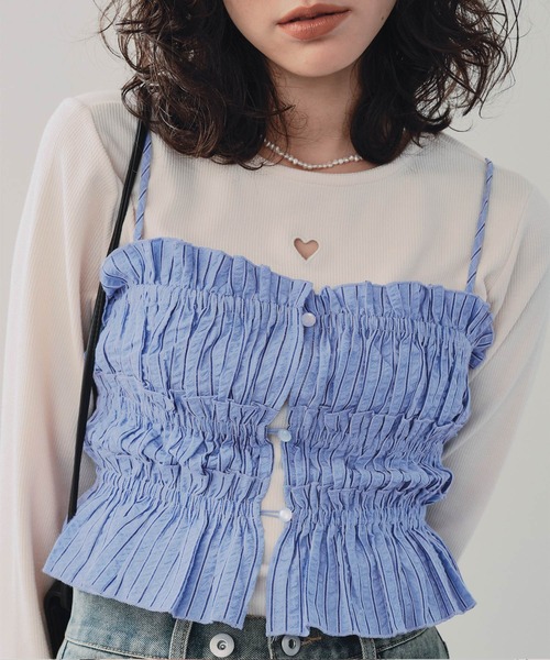 titivate（ティティベイト） キャミソール シャーリングフリルビスチェ