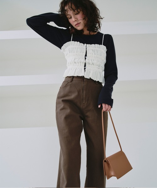 titivate（ティティベイト） キャミソール シャーリングフリルビスチェ