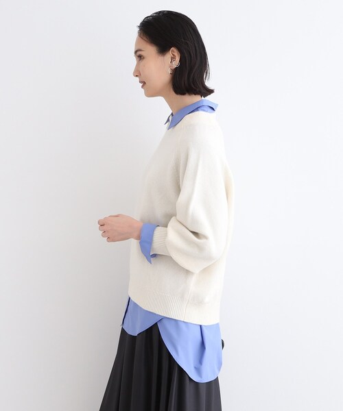 INDIVI ニット セーター 「カシミヤ混」ボリュームスリーブ