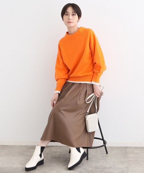 ニット セーター 「カシミヤ混」ボリュームスリーブ ボトルネックニット レディース カシミヤ混】ボリュームスリーブ ボトルネックニット（ニット