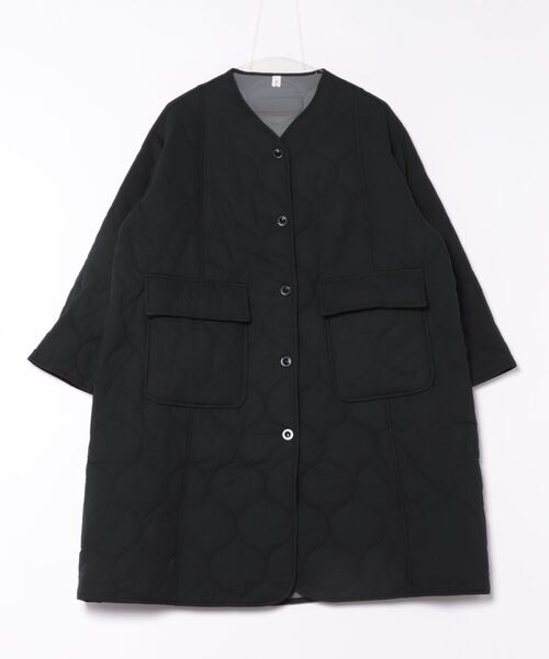 BLANC FICELLE ノーカラーコート コート ノーカラーキルティングコート