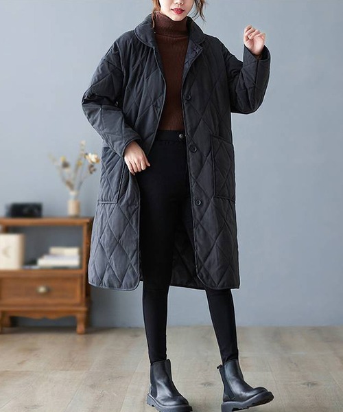 BLANC FICELLE ノーカラーコート コート ノーカラーキルティングコート