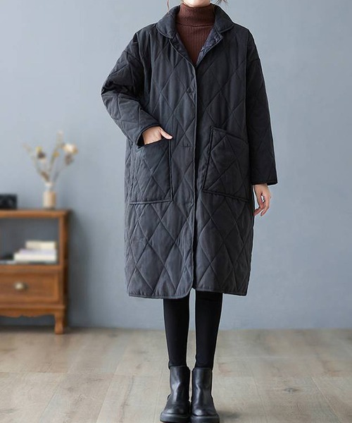 大きいサイズ46＊２３区 帝人 キルティング ノーカラーコート＊自由区ICB組曲 y9961-top5.jpg