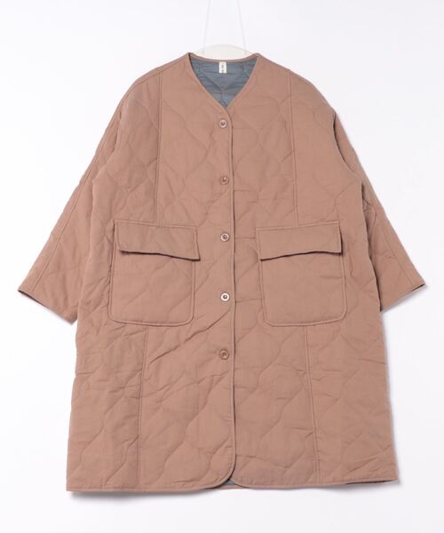 BLANC FICELLE ノーカラーコート コート ノーカラーキルティングコート