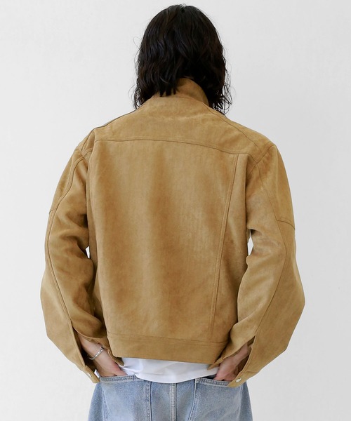 minsobi（ミンソビ） 革ジャン ライダース フェイク スエードスタンド