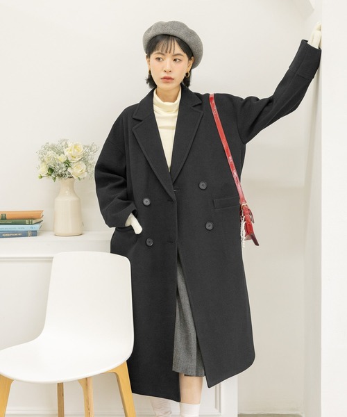 コート ロング ウールタッチ ウエストマーク きれいめ 韓国 ロング コート ウールタッチ ウエストマーク きれいめ 韓国