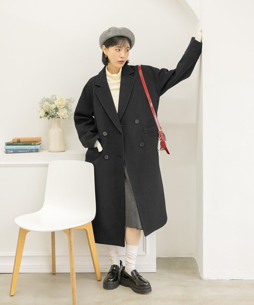 ウールタッチ ウエストマーク ロング コート きれいめ 韓国 3.3 FIELD TRIP コート チェスターコート Field Trip／ウール