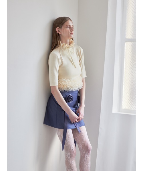 ニット セーター Hem tulle rib knit レディース