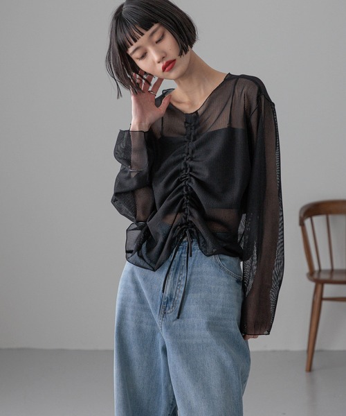 [新品] マルシャルテル　シャーリングスリーブ プルオーバーブラウス 最高ファッション - [新品] マルシャルテル シャーリング