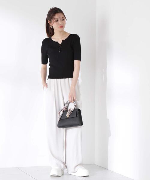 ホワイト ヘンリーネック セーター 彩 12448 PROPORTION BODY DRESSING ニット セーター ヘンリーネック