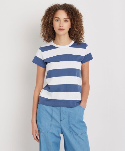 美品 アニエス・ベー size1 太ボーダーTシャツ agnes b.（アニエスベー） tシャツ 太ボーダー コットン 半袖 Tシャツ