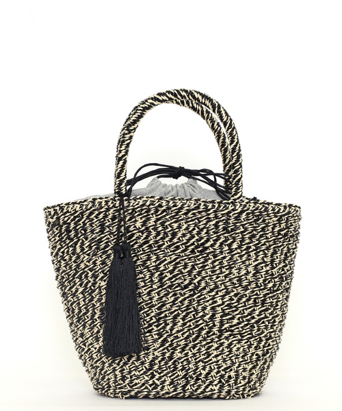 COOCO かごバッグ カゴバッグ メタリックフィルム×ペーパー編み