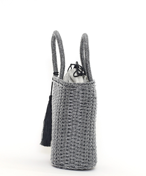 COOCO かごバッグ カゴバッグ メタリックフィルム×ペーパー編み